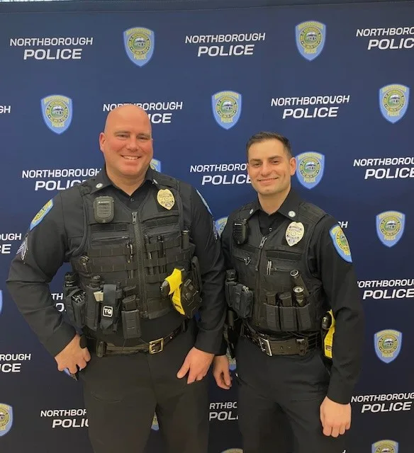 
The Northborough Police Department is pleased to introduce Sergeant Tom McDonald and Officer Connor Henry as the department's first-ever Senior Liaison Officers. 
The mission of the Senior Liaison Officer is to:
•	Educate seniors about recent crime trends and provide guidance on crime prevention strategies.
•	Investigate crimes and suspicious activities involving seniors, ensuring their safety and security.
•	Offer referral assistance, connecting seniors with relevant community resources and support services.
•	Address safety and trust issues specific to seniors, such as door-to-door scams, phone scams, and general home and internet safety protocols.
•	Brief NPD officers about particular needs and concerns involving our senior residents
Sergeant McDonald and Officer Henry's commitment to this vital role reflects the department's ongoing dedication to ensuring the safety and well-being of all residents.
